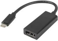 Lanberg AD-UC-DP-01 Lanberg adapter USB TYPE-C(M)-Displayport(F) 15cm Black kép