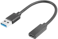 Lanberg AD-UC-UA-03 Usb-c(f) 3.1->usb-a(m) adapter kábel 15cm fekete kép