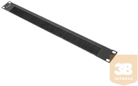 Lanberg AK-1103-B FEKETE, 19'' 1u fésűs panel  fekete, egy oldalról nyitott kép