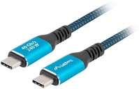 Lanberg CA-CMCM-44CU-0005-BK Usb-c (m/m) 4.0 kábel 0.5 m, 240w 8k 60 hz, fekete-kék kép