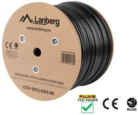 Lanberg LCF6-30CU-0305-BK CAT.6 f/utp pe+pvc fca 250mhz awg23 305m árnyékolt zselés fekete kültéri kábel kép