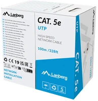 Lanberg LCU5-11CU-0100-S Cat.5e u/utp réz fali kábel 100m, awg24, pvc, 100mhz, eca, szürke, cpr kép