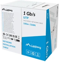 Lanberg LCU6-10CC-0100-S cat.6 u/utp rézzel bevont (cca)  fali kábel 1gb/s, 100m, awg23, 250mhz, fca kép