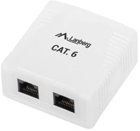 Lanberg OU6-0002-W CAT.6 UTP 2XRJ45 Ou6-0002-w cat.6 utp 2xrj45 dupla árnyékolatlan falon kívüli aljzat kép
