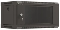 Lanberg WF03-5304-10B mély:350mm mag:281mm lapraszerelt üvegajtós fekete fali rack szekrény kép
