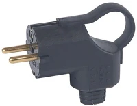 Legrand 050252 Oldalsó bekötésű kihúzóval fekete földelt csatlakozódugó kép