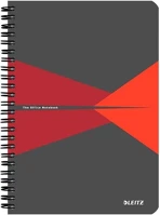 Leitz 01.0097404 Spirálfüzet kockás  office a/5 90 lapos pp borítóval piros kép