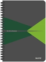 Leitz 01.0161805 Spirálfüzet  office a/5 karton borítóval 90 lapos kockás zöld kép