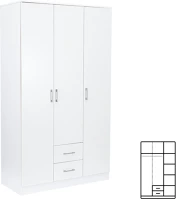 Leziter H40LMGSZ120FF Miami gardróbszekrény 120x205 cm fehér-fehér kép