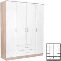Leziter H40LMGSZ160FST Miami gardróbszekrény 160x205 cm fehér-sonoma tölgy kép