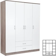 Leziter H40LMGSZ160FYT Miami gardróbszekrény 160x205 cm fehér-yorki tölgy kép