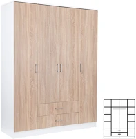 Leziter H40LMGSZ160STF Miami gardróbszekrény 160x205 cm sonoma tölgy-fehér kép