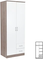 Leziter H40LMGSZ80FYT Miami gardróbszekrény 80x205 cm fehér-yorki tölgy kép