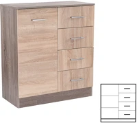 Leziter H40LMK1A4FSTYT Miami komód 1ajtós 4 fiókos 80x92 cm sonoma tölgy-yorki tölgy kép
