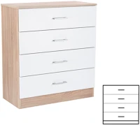 Leziter H40LMK4FFST Miami komód 4 fiókos 80x92 cm fehér-sonoma tölgy kép