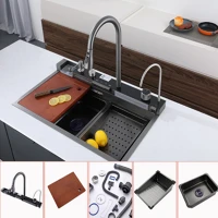 Leziter H40LMRM-01 Catania multifunkciós rozsdamentes mosogató digitális csapteleppel kép