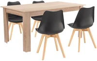 Leziter H40LYET160ST_DA232AB_4 Lola 4+1 étkező garnitúra fekete-sonoma tölgy kép
