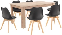 Leziter H40LYET160ST_DA232AB_6 Lola 6+1 étkező garnitúra fekete-sonoma tölgy kép
