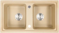 Leziter H40SQ-78D-BEIGE Tia szögletes két medencés gránit mosogató szifonnal bézs kép
