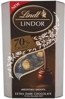 Lindt 14.02030 Csokoládé  lindor 70% cacao étcsokoládé golyók díszdobozban 200g kép