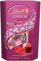 Lindt 14.02769 Csokoládé  lindor raspberry&cream tejcsokoládé golyók díszdobozban 200 g kép