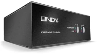 Lindy 39300 Kvm switch pro, 2x single-link dvi, usb és audió, 2 port kép