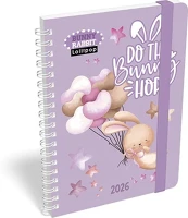 Lizzy card 23.0958902 Határidőnapló  b/6 heti spirálozott gumis lollipop bunny rabbit 2026. kép