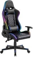 Logilink 150 KG-IG Gamer szék fej- és deréktámasszal, rgb világítással, 150 kg-ig, fekete kép