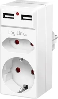 Logilink 1X CEE7/16 + 1X CEE7/3 + 2X Socket adapter, 1x cee7/16 + 1x cee7/3 + 2x usb-a kép