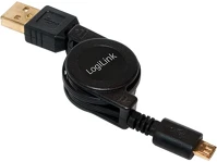 Logilink CU0090 Usb-a 2.0 -> usb-b 2.0 micro m/m adatkábel 0.75m fekete extensible kép