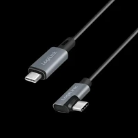 Logilink CU0182 Usb 2.0 type-c kábel, c/m 90 fok - usb-c/m, e-jel, pd, fekete, 1 m