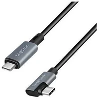 Logilink CU0184 Usb 2.0 type-c kábel, c/m 90 fok - usb-c/m, e-jel, pd, fekete, 3 m