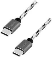 Logilink CU0200 Usb 2.0 type-c kábelkészlet, c/m-ről usb-c/m-re, alu, nejlon, fehér/fekete kép