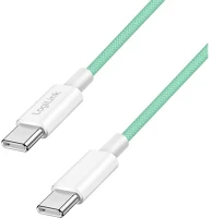 Logilink CU0346 Usb 2.0 type-c kábel, c/m - c/m, 480 mbps, 60w, nejlon, zöld, 0,5 m kép