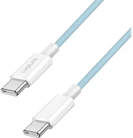 Logilink CU0351 Usb 2.0 type-c kábel, c/m - c/m, 480 mbps, 60w, nejlon, kék, 1,5 m kép