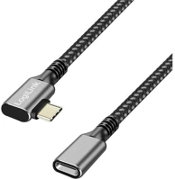 Logilink CUA0111 Usb 3.2 gen2 type-c kábel, c/m 90  - usb-c/f, pd, alu, fekete/szürke, 1 m