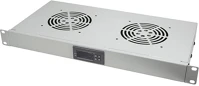 Logilink FAU02FG 19" fan unit 2 fans w. thermostat, 1u rack-mount, light grey