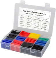 Logilink KAB0123 zsugorcső készlet, 800 db, 45 mm hosszú, 2:1 zsugorodási arány, vegyes kép