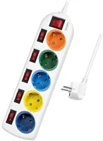 Logilink LPS258 5db villásdugó cee 7/3 elosztó 1.5m multi-color kép