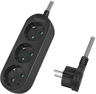 Logilink LPS261 Outlet strip, 3 safety sockets, w/ textile cable, black kép