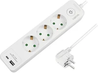 Logilink LPS279U Aljzat 3 utas + kapcsoló, 3x cee 7/3, 1x usb-a, 1x usb-c, 1,5 m, fehér kép