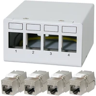 Logilink NK4090 4 portos patchpanel 4 cat.6a keystone modullal kép