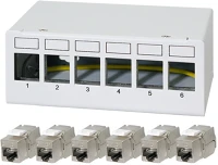 Logilink NK4091 6 portos patchpanel 6 db cat.6a keystone modullal kép