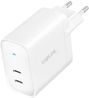 Logilink PA0282 Usb tápcsatlakozó adapter, 2x usb-c port (pd), gan-technológia, 40 w kép