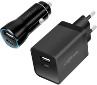Logilink PA0300 usb töltőkészlet, autós és váltóáramú, usb-c/f + usb-a/f, 5 v/15 w kép