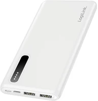 Logilink PA0311W Power bank 8000 mah, 2x usb-a, 2 az 1-ben kábel, fehér kép