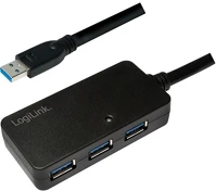 Logilink UA0262 Usb-a 3.0 -> 4db usb-a 3.0 m/f aktív adatkábel hosszabbító 10m fekete kép