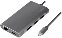 Logilink UA0382 Usb 3.2 gen 1, dokkolóállomás, usb-c, 8-port, pd, ezüst, ezüst kép