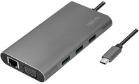 Logilink UA0383 Usb 3.2 gen 1, dokkoló állomás, usb-c, 10-port, pd, ezüst kép