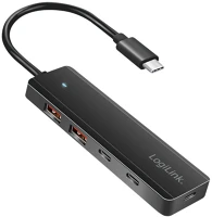 Logilink UA0412 Ultravékony usb-c hub, 4 port, 2x usb-a, 2x usb-c, fekete kép